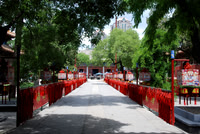 Entering a temple.