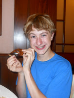 Trent holding the duck's head.