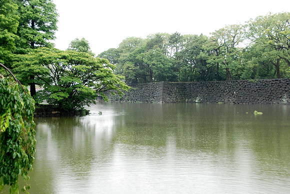 The moat walls were made from very large stone and were very high.
