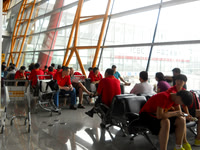 At the Beijing Airport we saw the Olympic China basketball team heading to London!