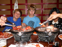 We had fun grilling our meat at the table at a "Korean barbecue."