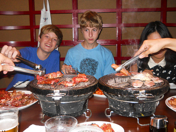 We had fun grilling our meat at the table at a "Korean barbecue."