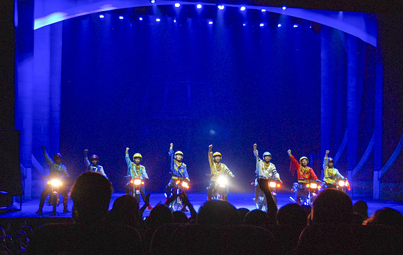 These eight guys were in the sphere at the same time circling around.