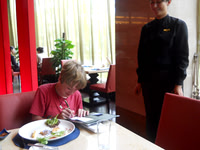 Jason had to sign for our breakfast since his name was listed for our hotel room!