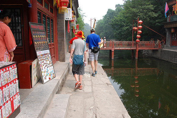The walkway was pretty narrow!  You would not want to fall into the dirty water!