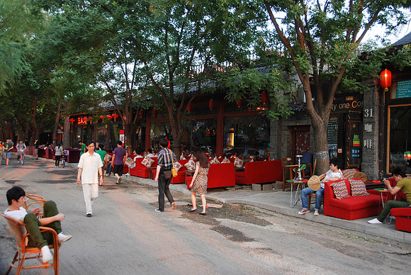 Bars line up along the water view and have live music at night.