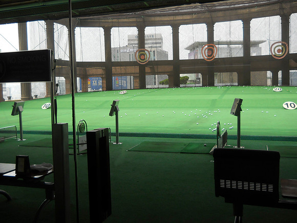 This is the driving range on the 9th floor of our hotel.