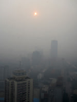Waking up to a smoggy day in Beijing.