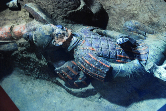 The figures were all painted in many colors, but lost color once exposed to the air after retrieval.