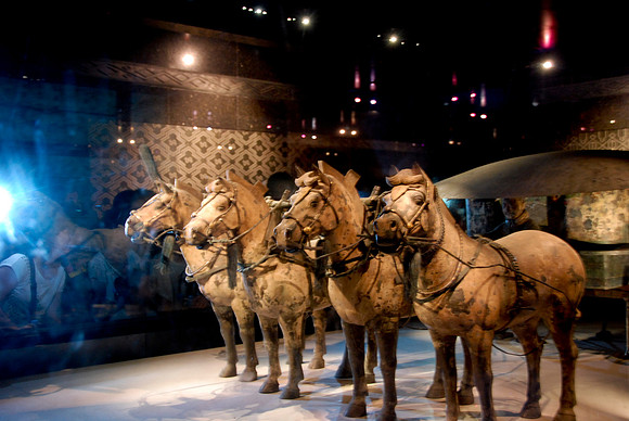 Some horses were created in terra cotta.