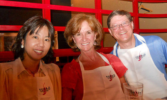 Kazuko with Barb and Jim.  Her husband, Atsunori, will join us for the week end  touring.