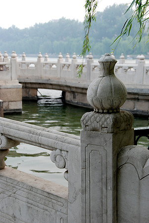 The fencing around the entire lake is marble.