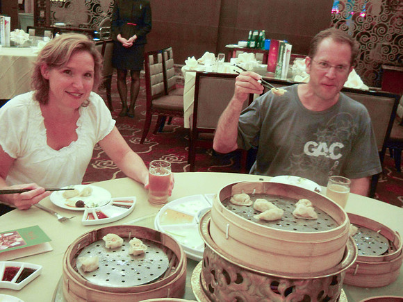 Dumpling dinner.  They brought out about ten kinds of dumplings!  Nelson was stuffed.