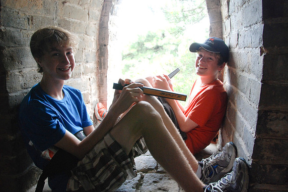 Resting in the cool air of a guard tower window.