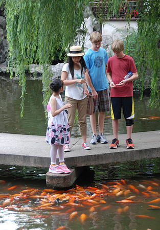 This little girl was feeding the fish