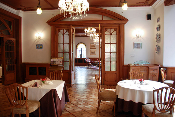 Our dining room.  We have a huge buffet each morning.  Very formal atmosphere.